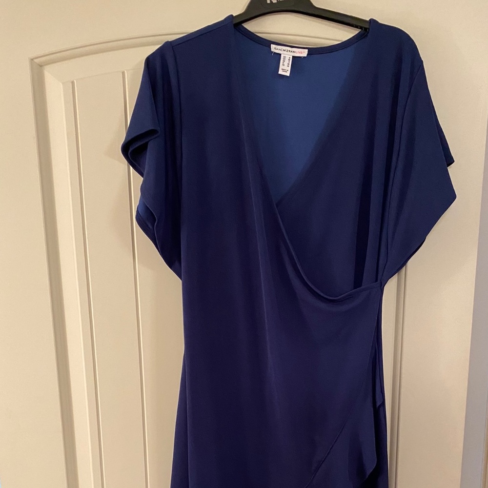 Blue faux wrap dress